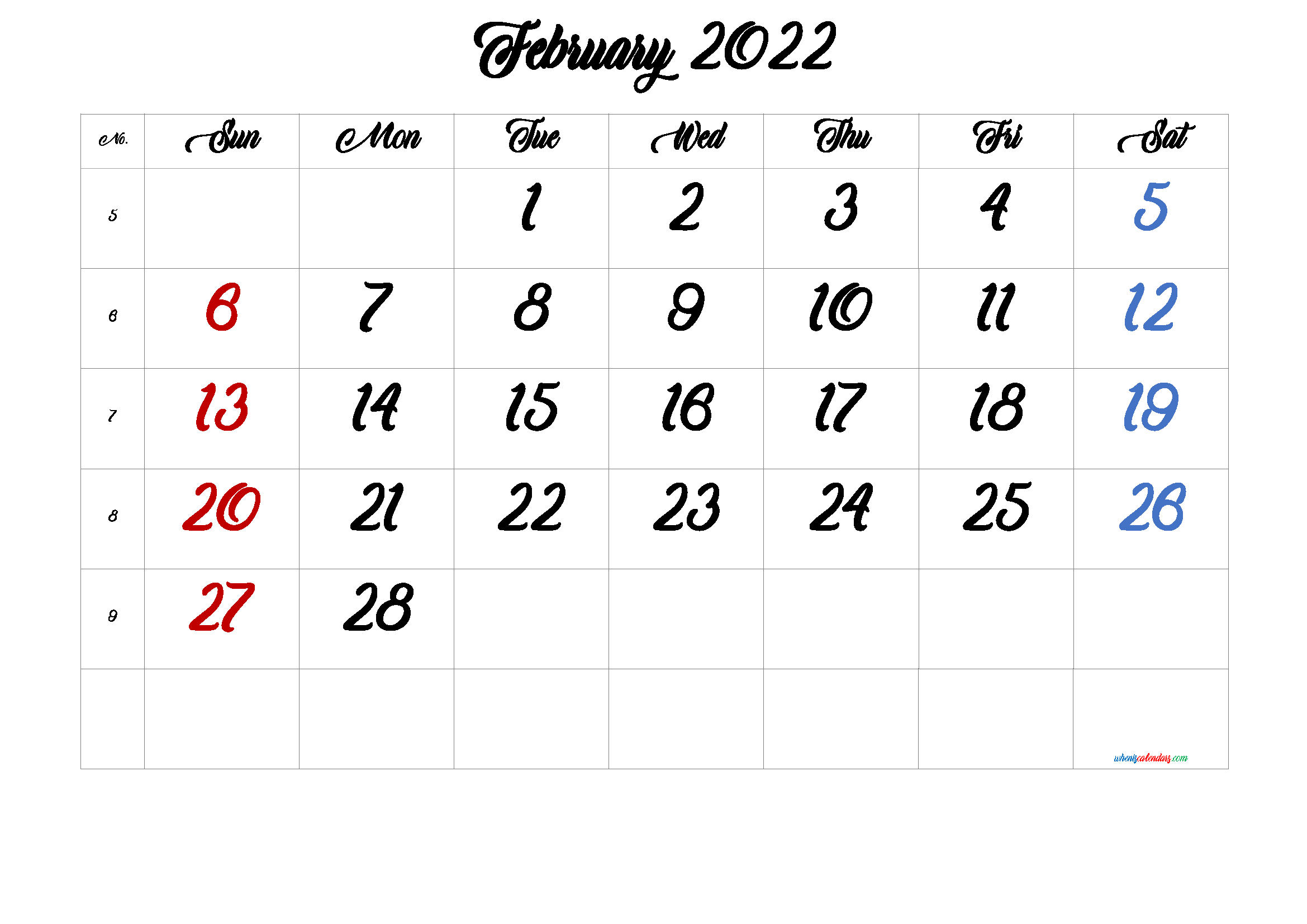 Free Printable Calendar February 2021 2022 And 2023