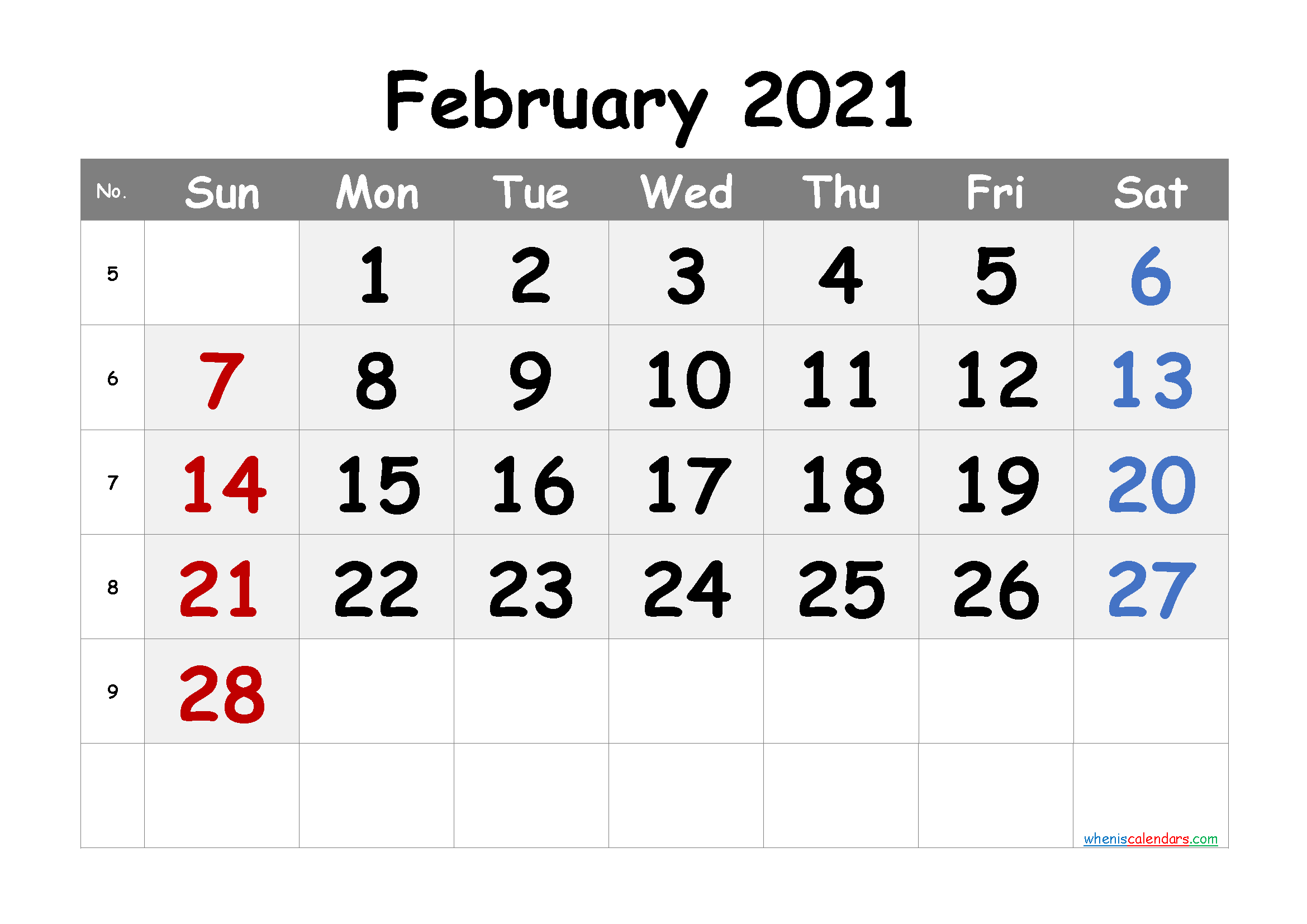 Free Printable Calendar February 2021 2022 And 2023