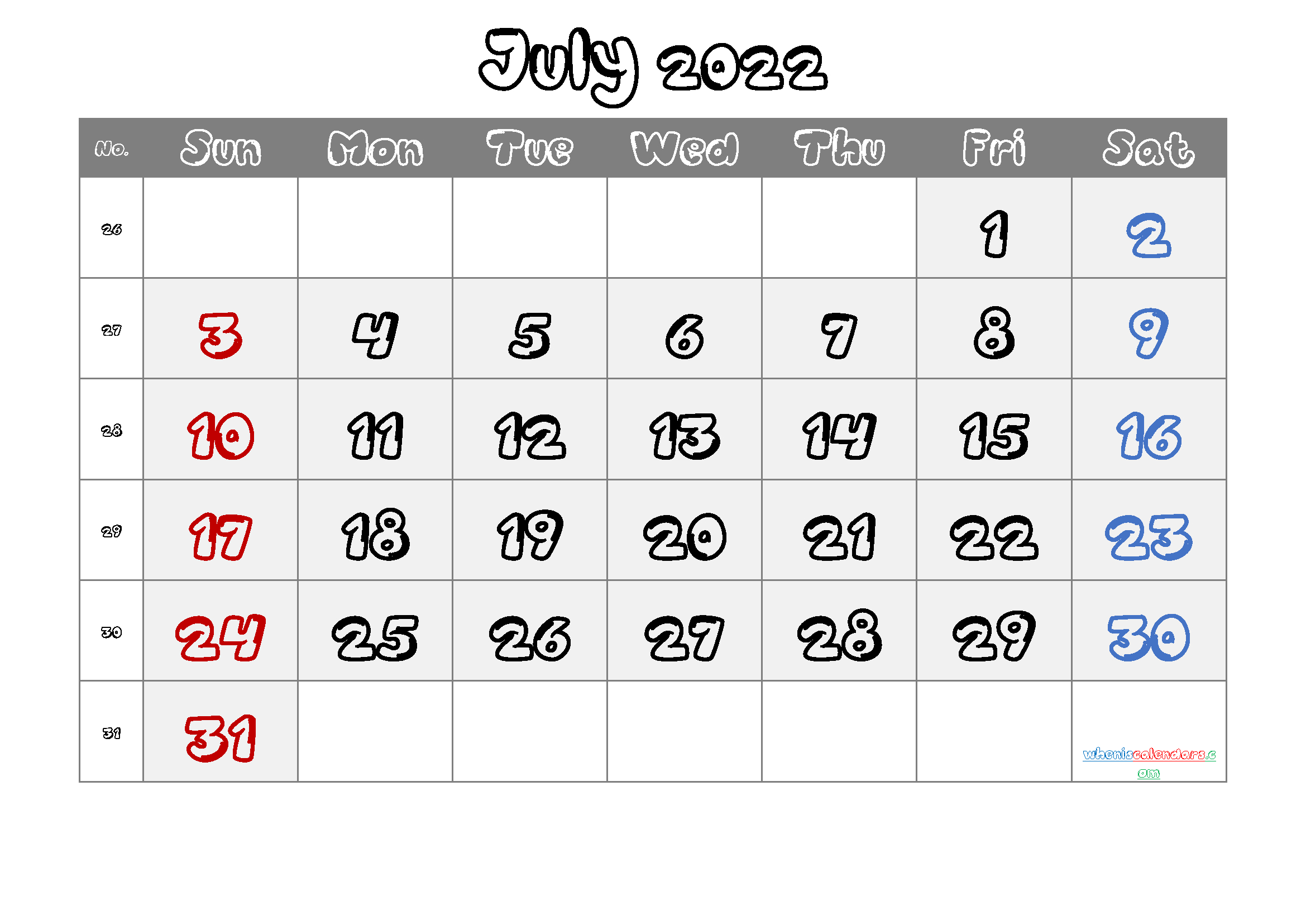 Free Printable Calendar July 2021 And 2022 And 2023 - Free