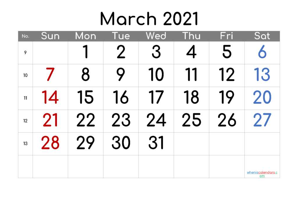 Free Printable Calendar March 2021 2022 And 2023 - Free