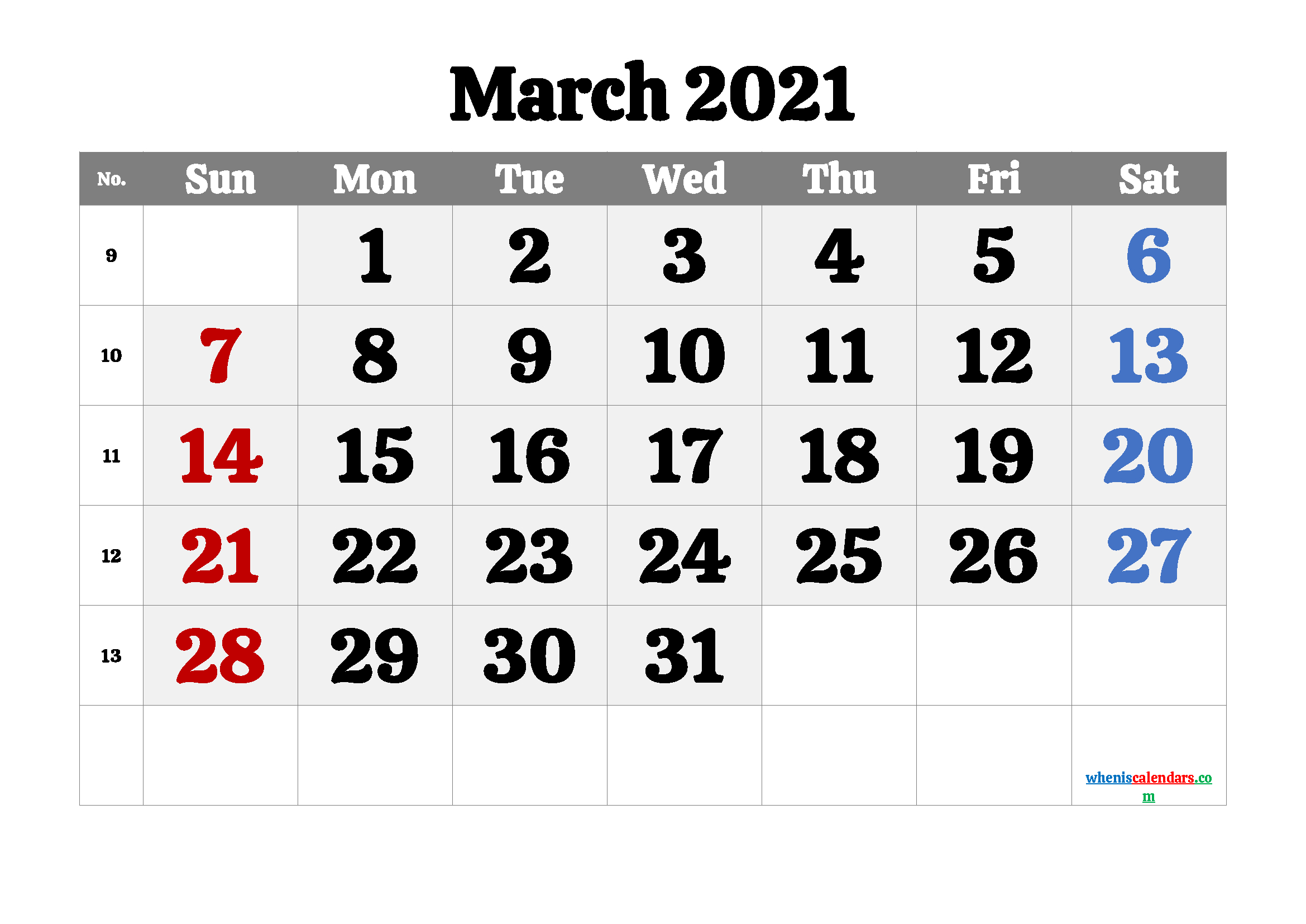Free Printable Calendar March 2021 2022 And 2023