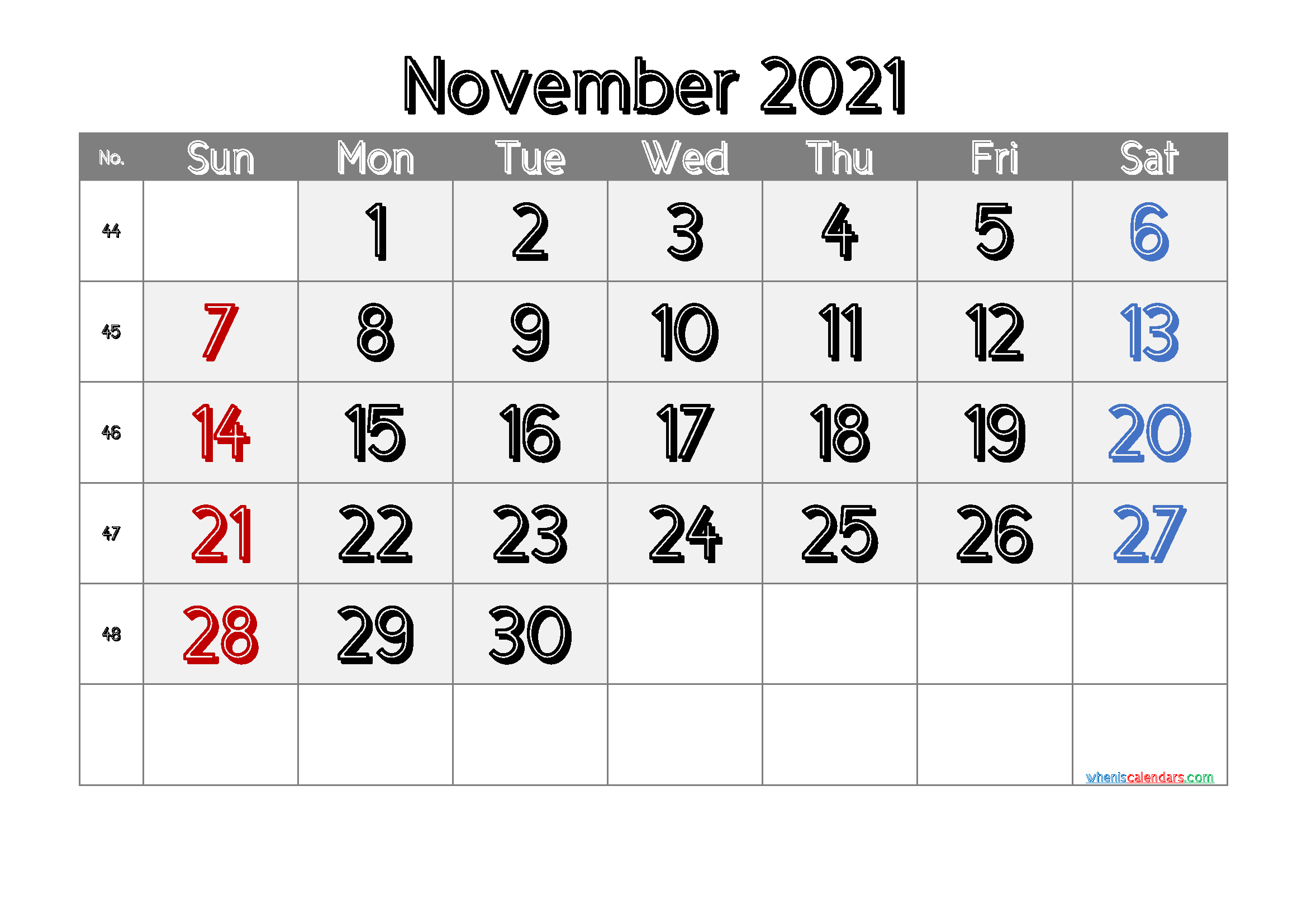 Free Printable Calendar November 2021 2022 And 2023