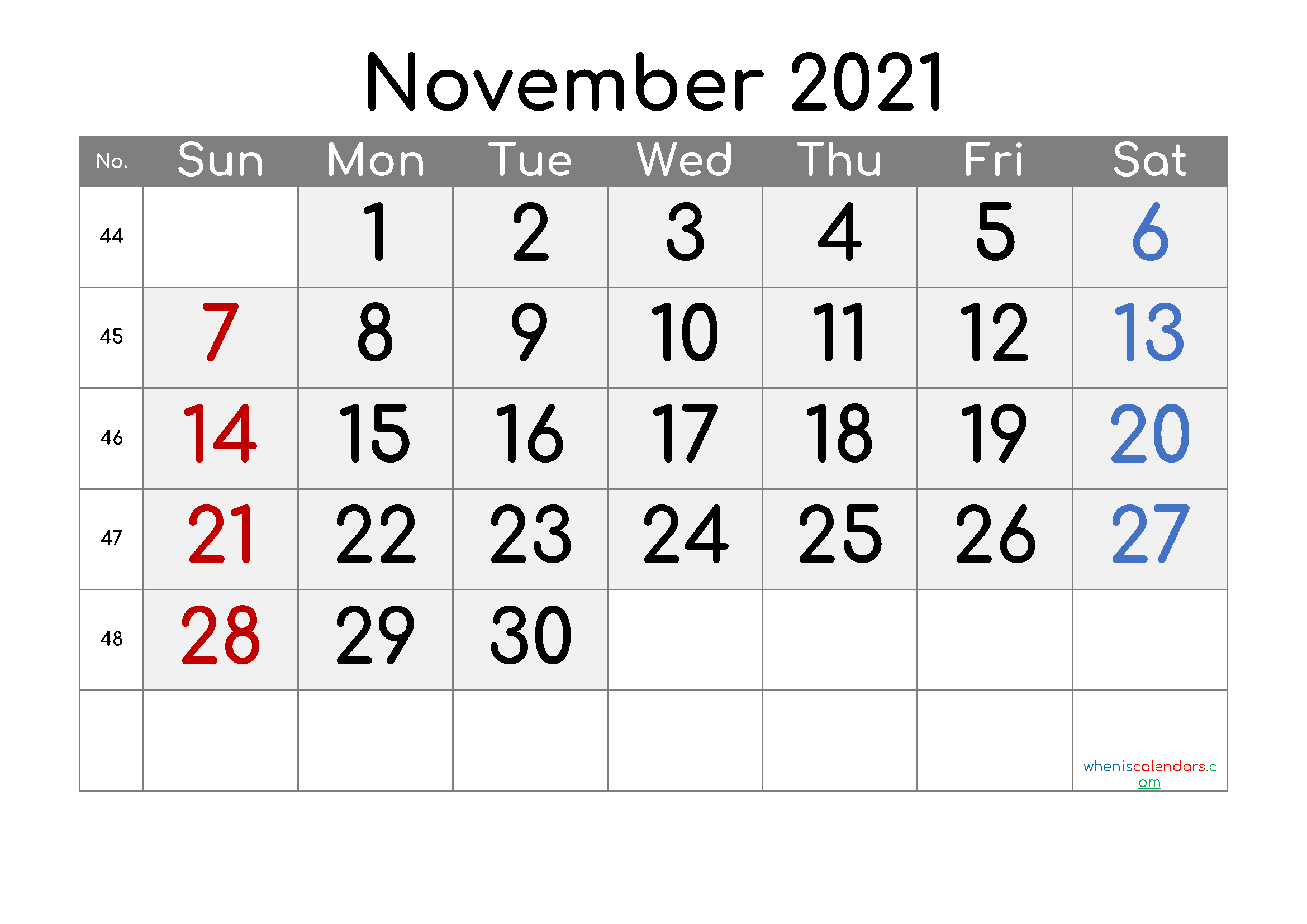 Free Printable Calendar November 2021 2022 And 2023