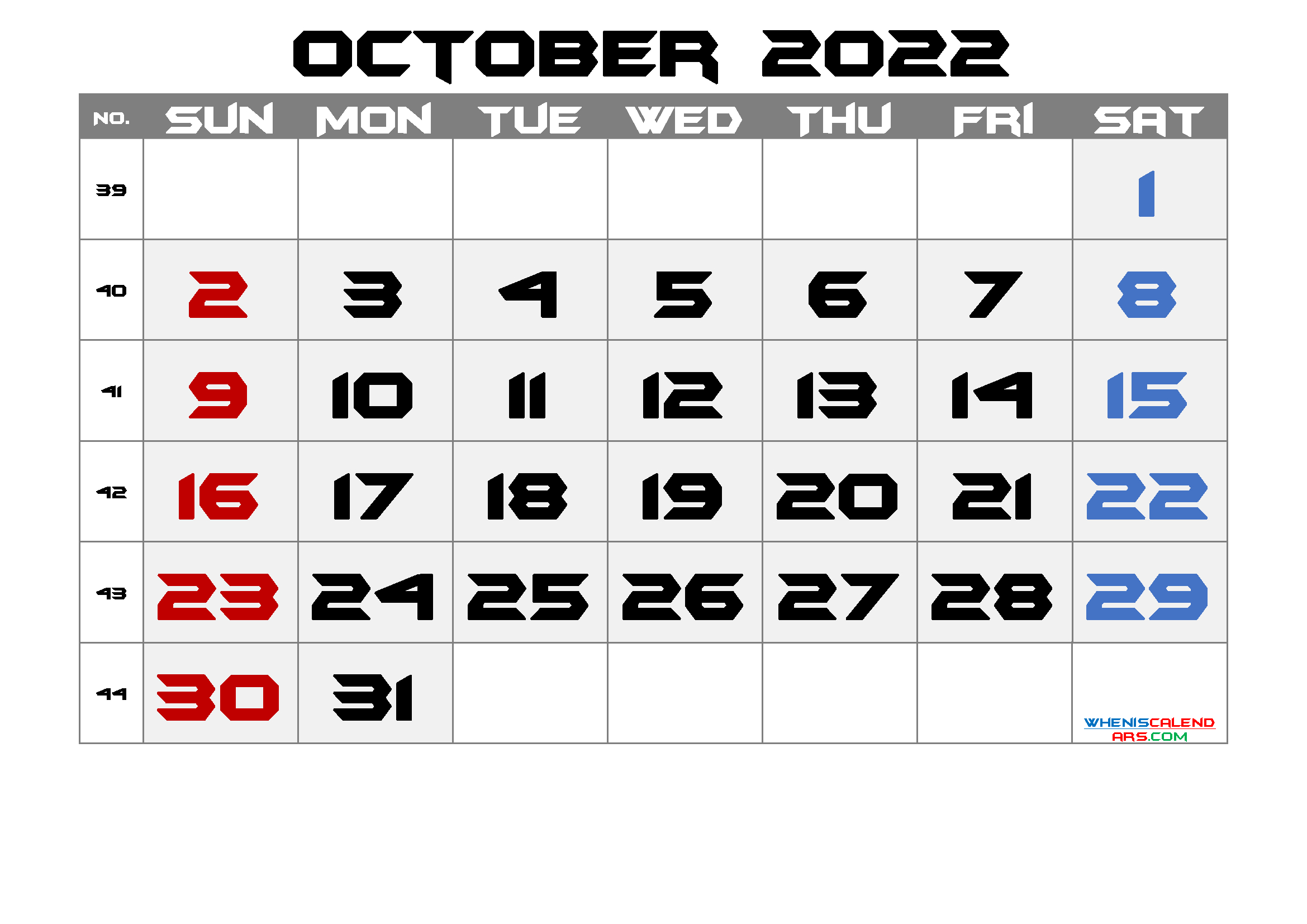 Free Printable Calendar October 2021 2022 And 2023