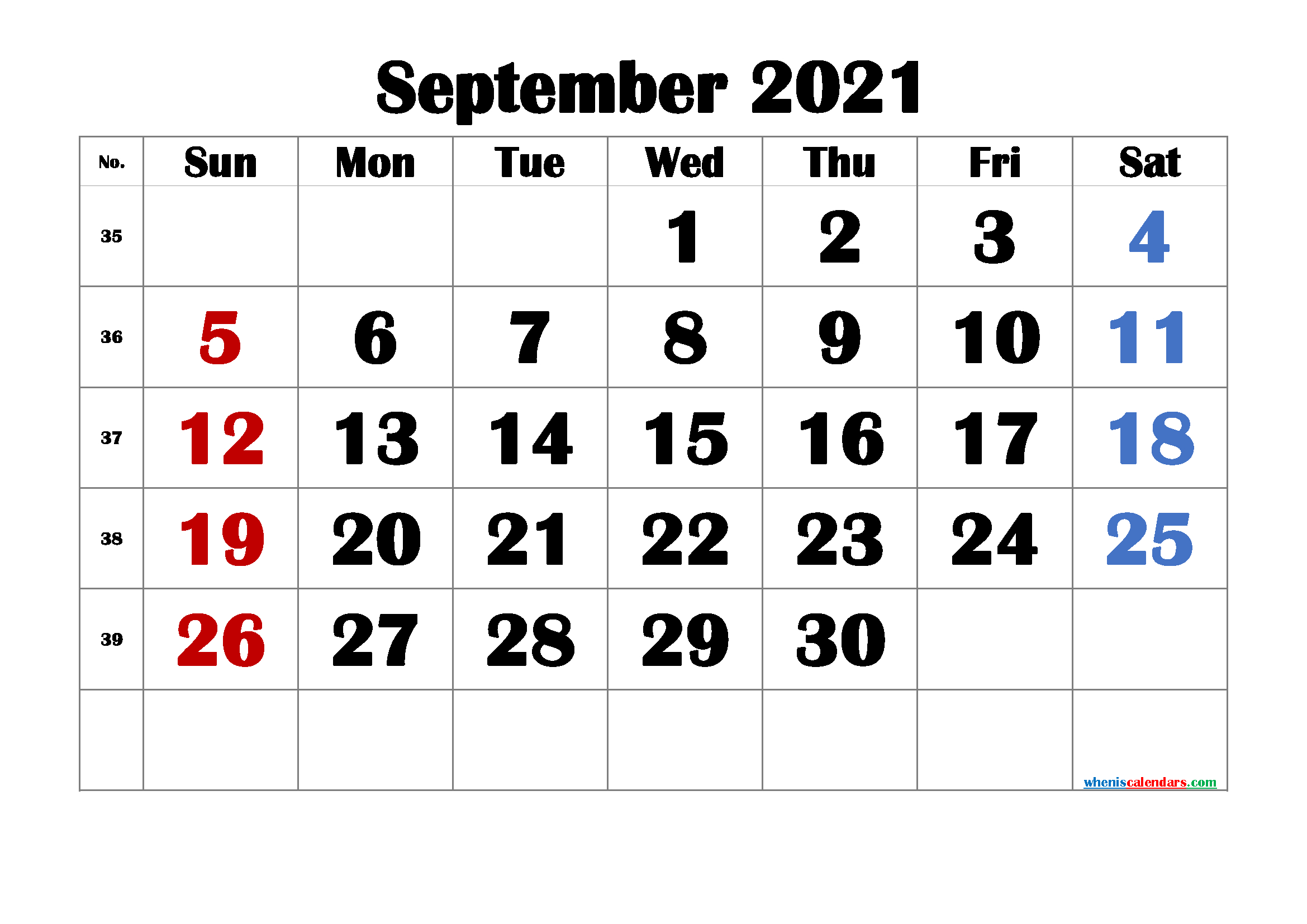 Free Printable Calendar September 2021 2022 And 2023