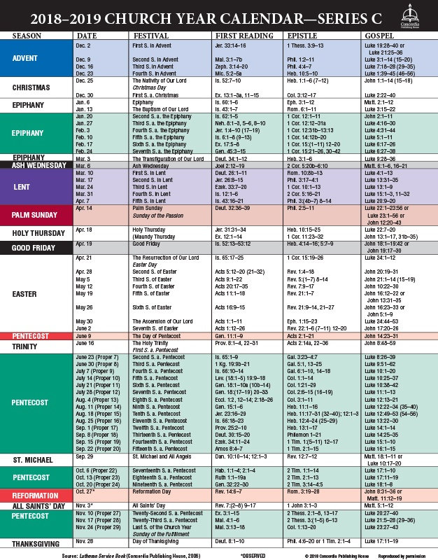 Free Printable Lutheran Liturgical Calendar 2021 / Trinity