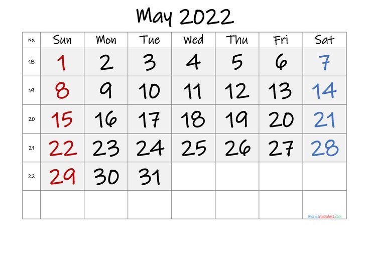 Free Printable May 2022 Calendar - 6 Templates | 달력