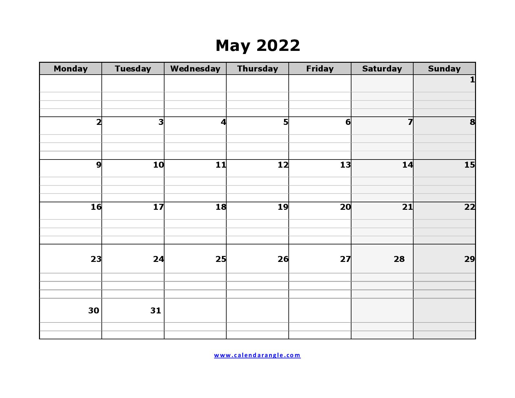 Free Printable May 2022 Calendar - Pdf, Word Template