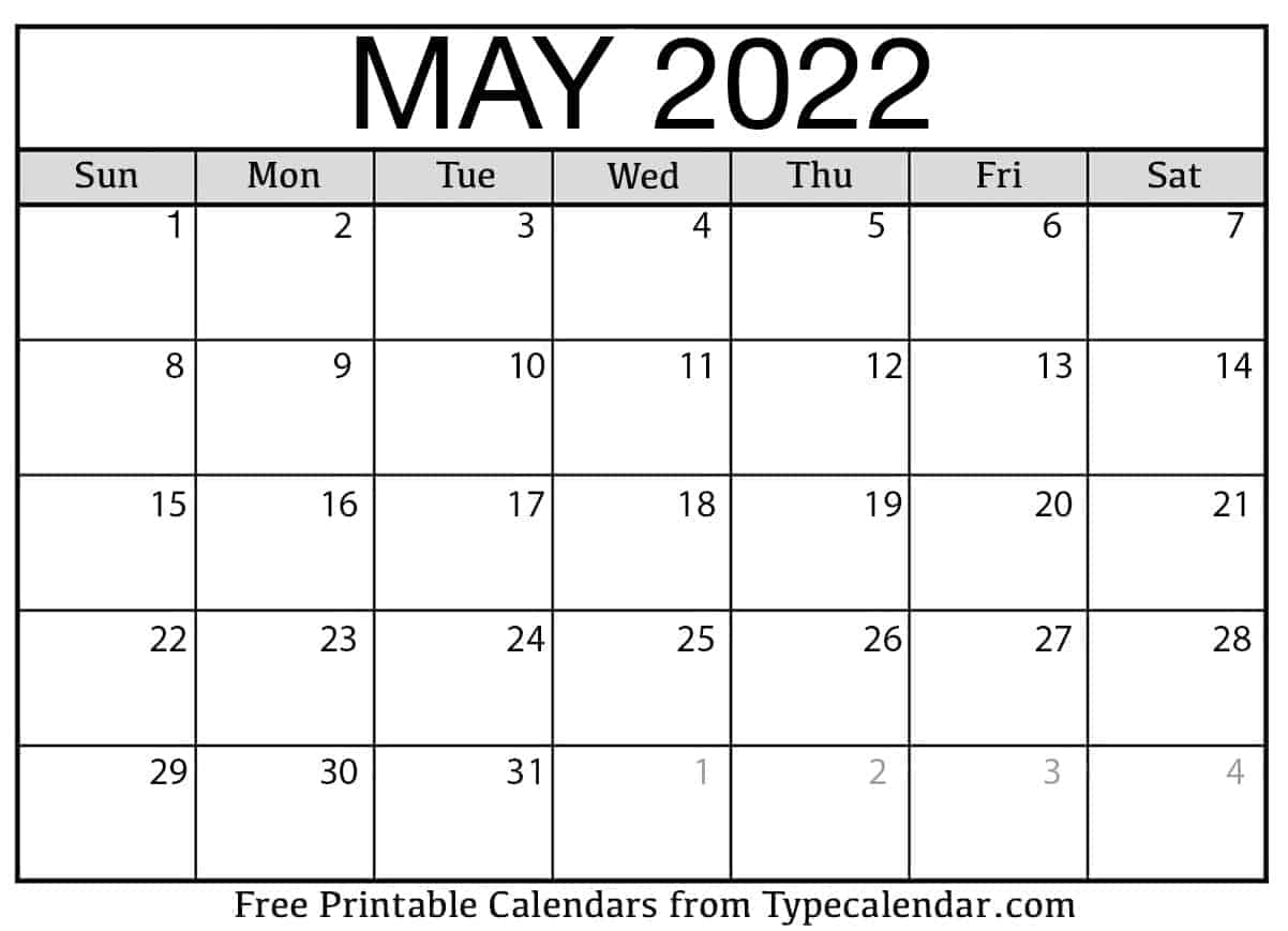 Free Printable May 2022 Calendars