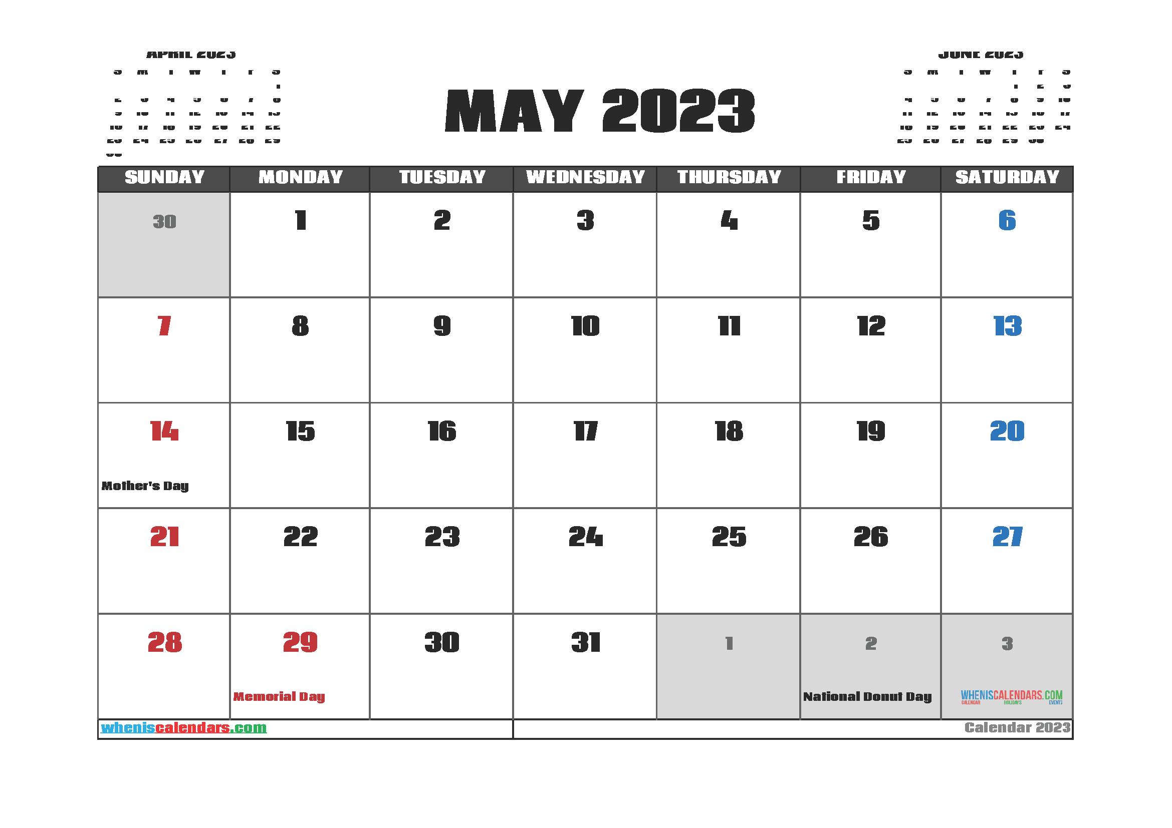 Free Printable May 2023 Calendar - 12 Templates - Free