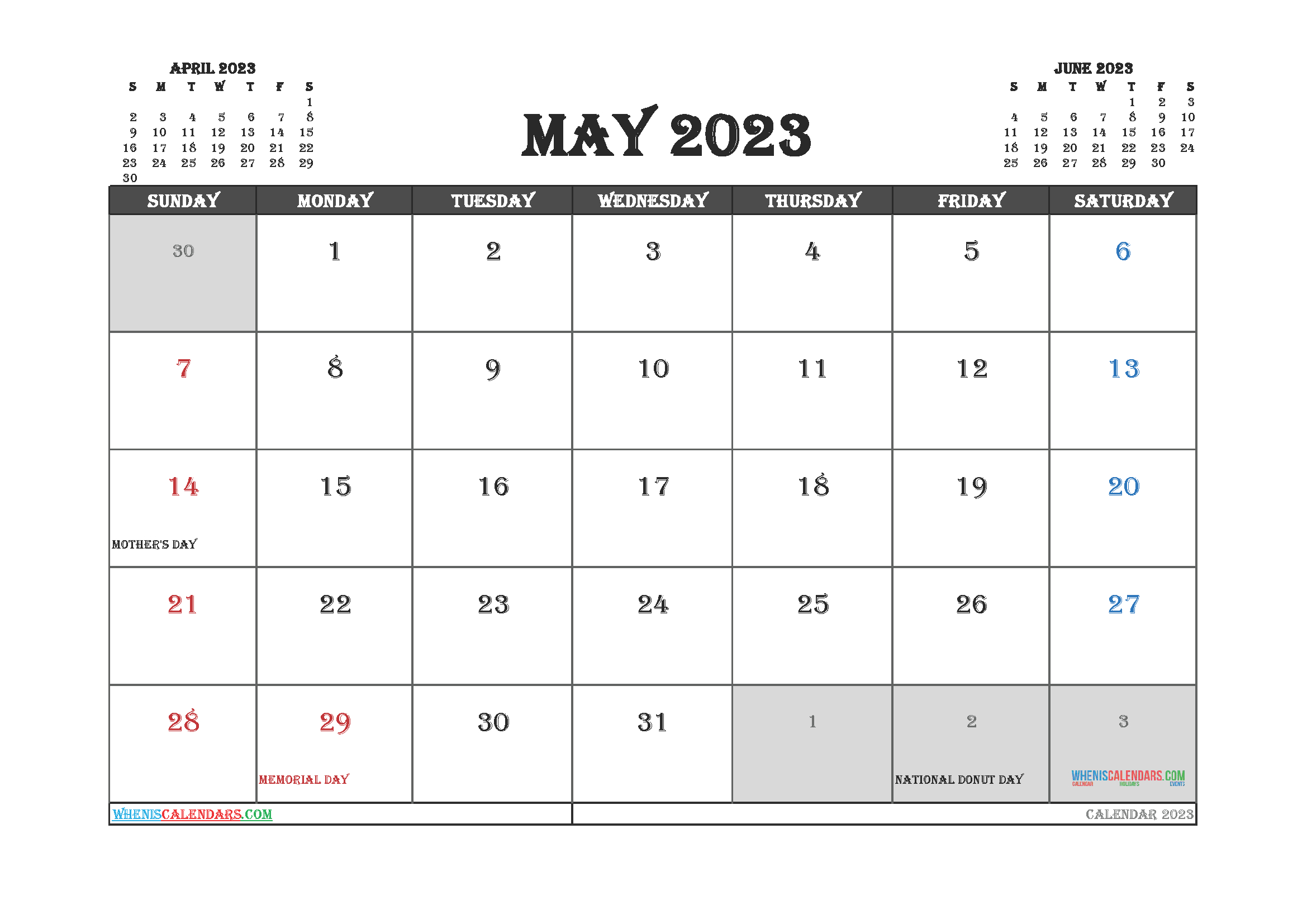 Free Printable May 2023 Calendar - 12 Templates