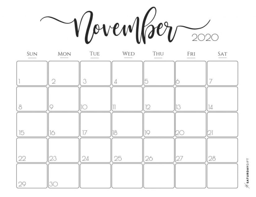 Free Printable November 2020 Calendars For Usa (Updated