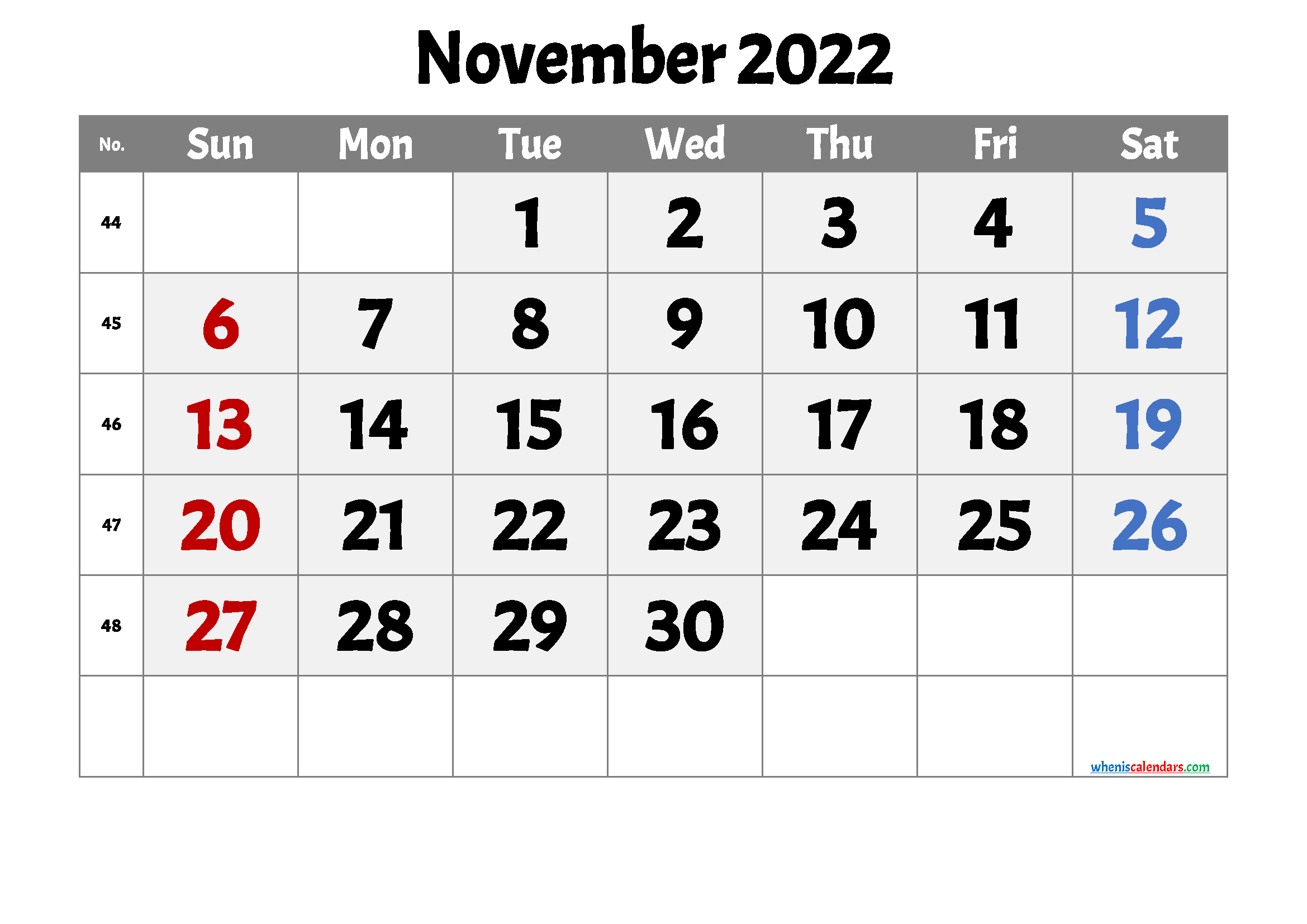 Free Printable November 2022 Calendar 12 Templates