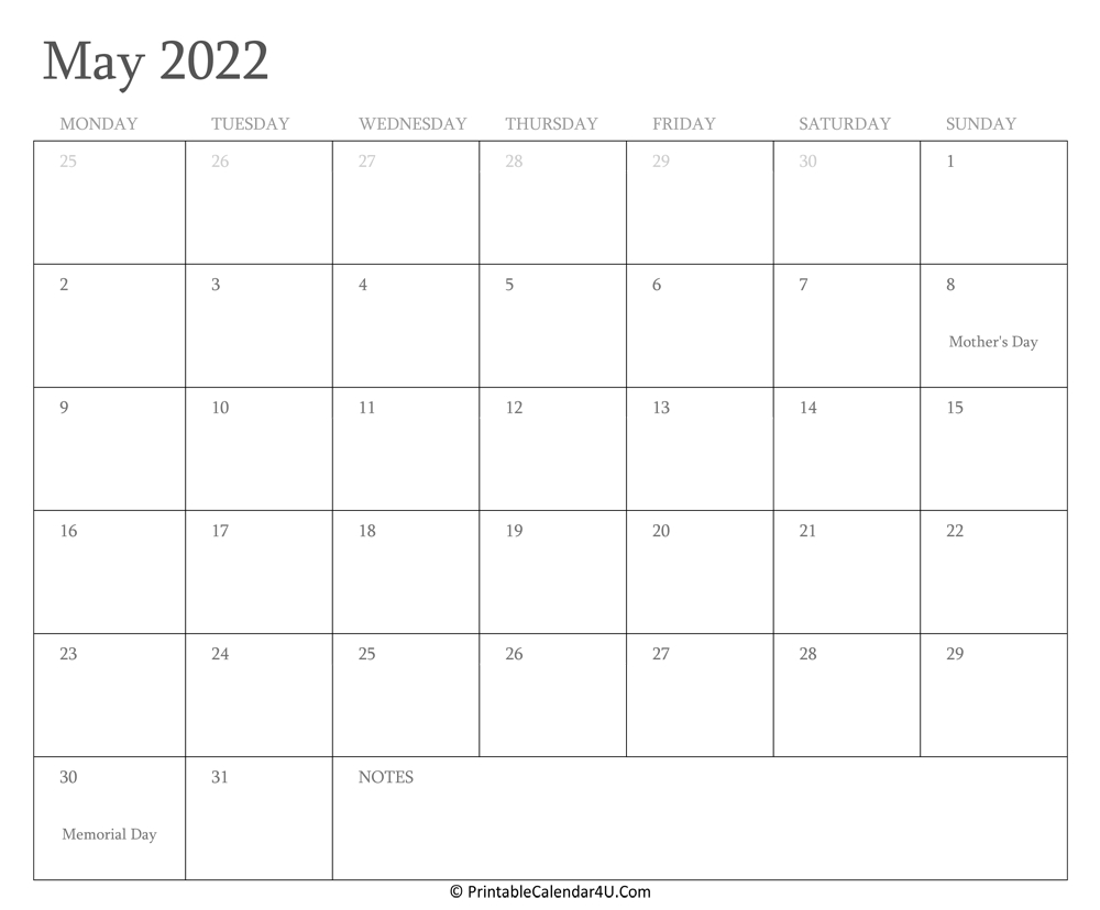 Government Calendar 2022 May