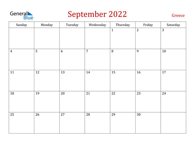 Greece September 2022 Calendar With Holidays