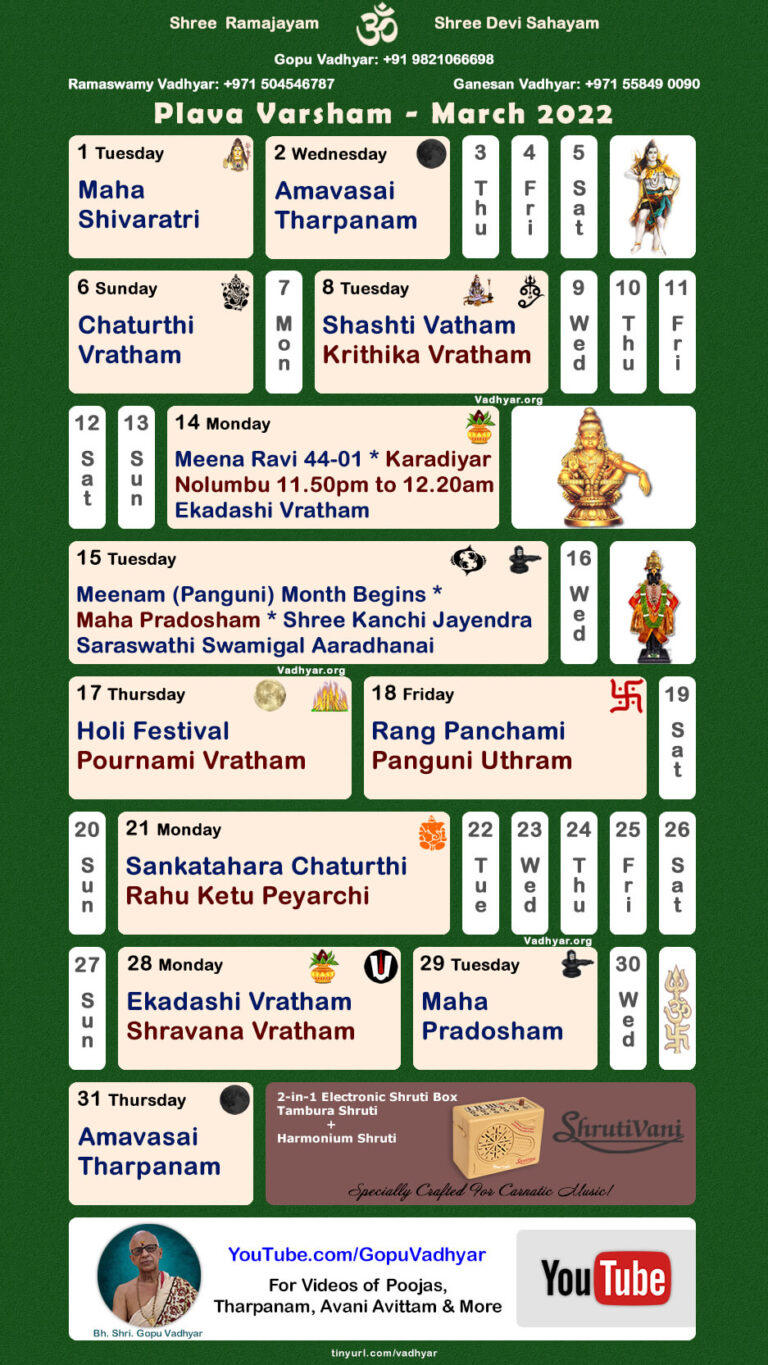 Hindu Spiritual Vedic Calendar | Plava Varsham - March