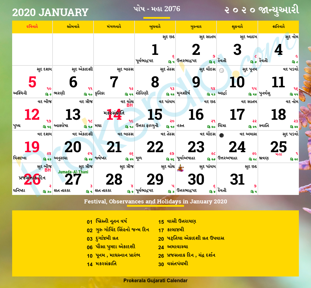 Holiday List 2021 Gujarat Government - Dayholie