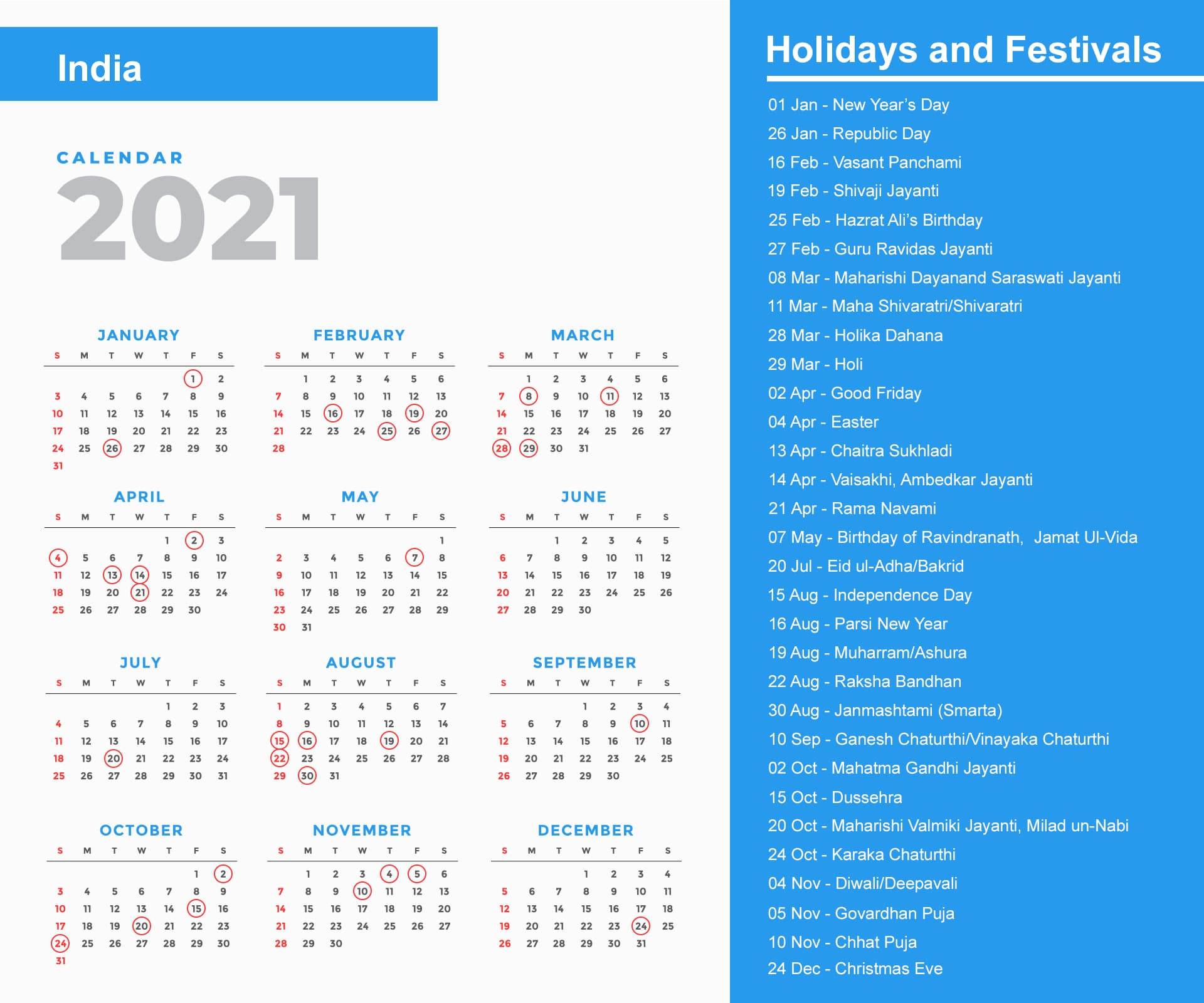 India Holidays 2021 And Observances 2021