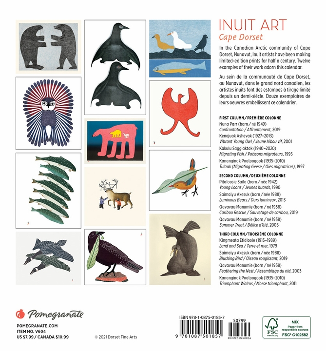 Inuit Art: Cape Dorset Calendrier 2022 Mini Wall Calendar