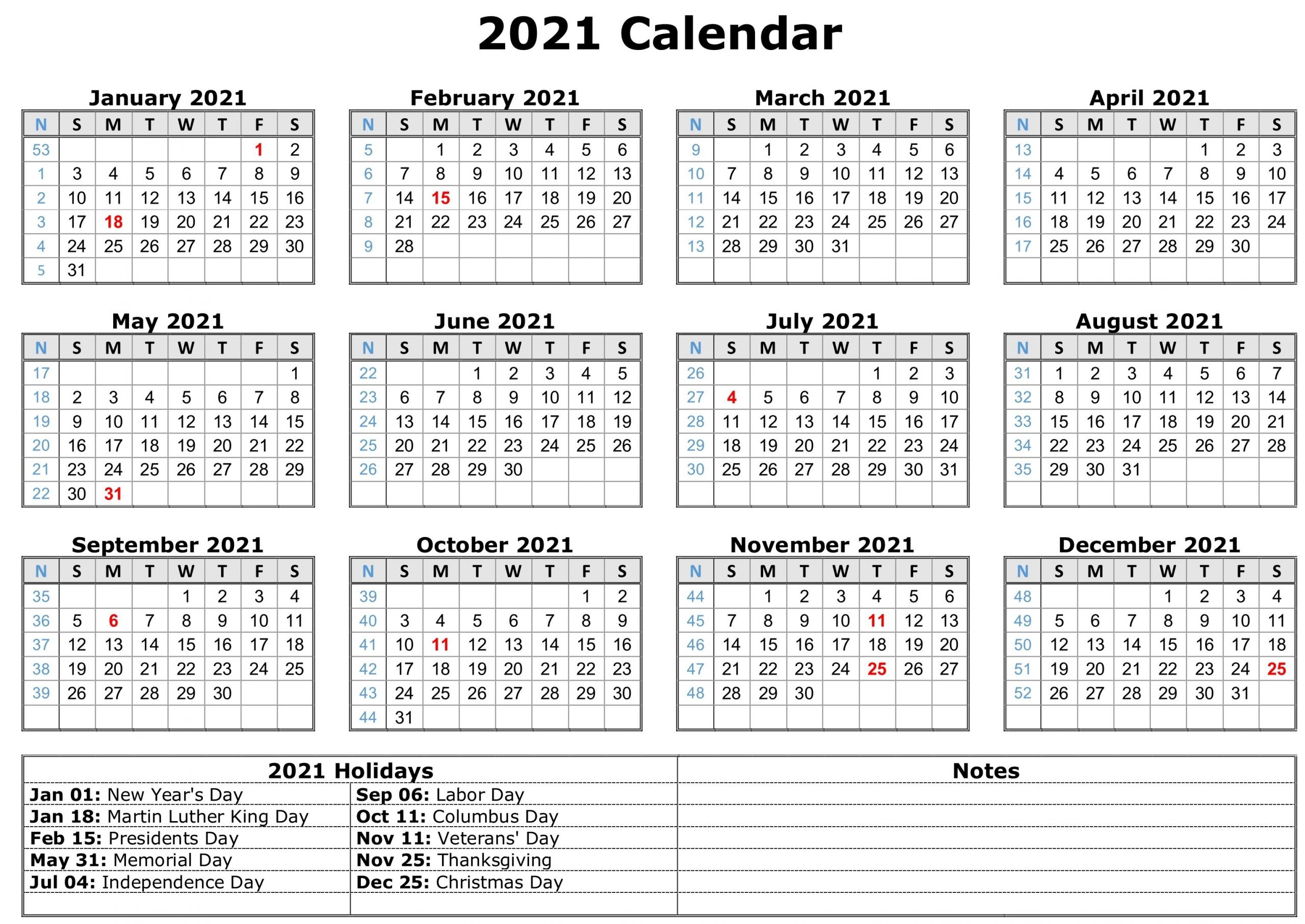 January 2021 Calendar - Free Download Printable Calendar