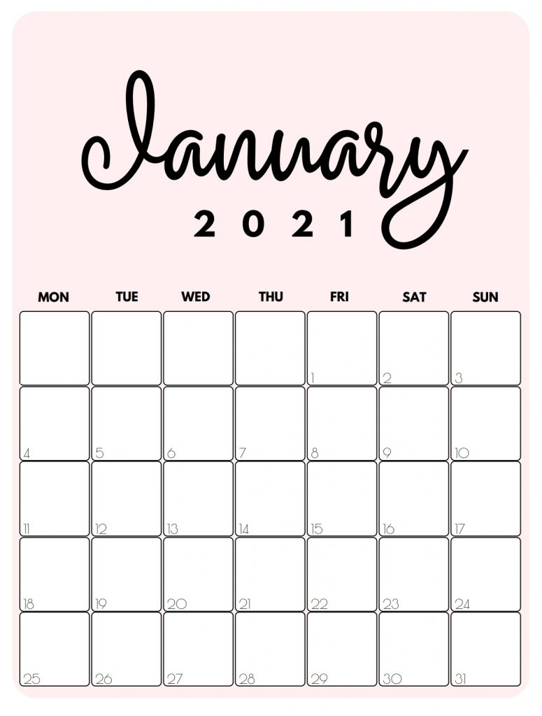 January 2021 Calendar