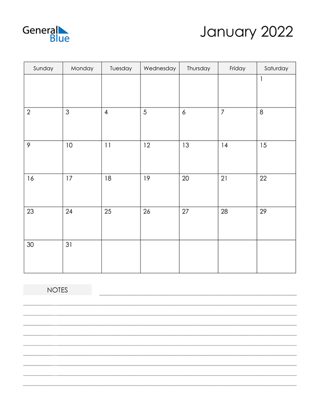 January 2022 Calendar (Pdf Word Excel)