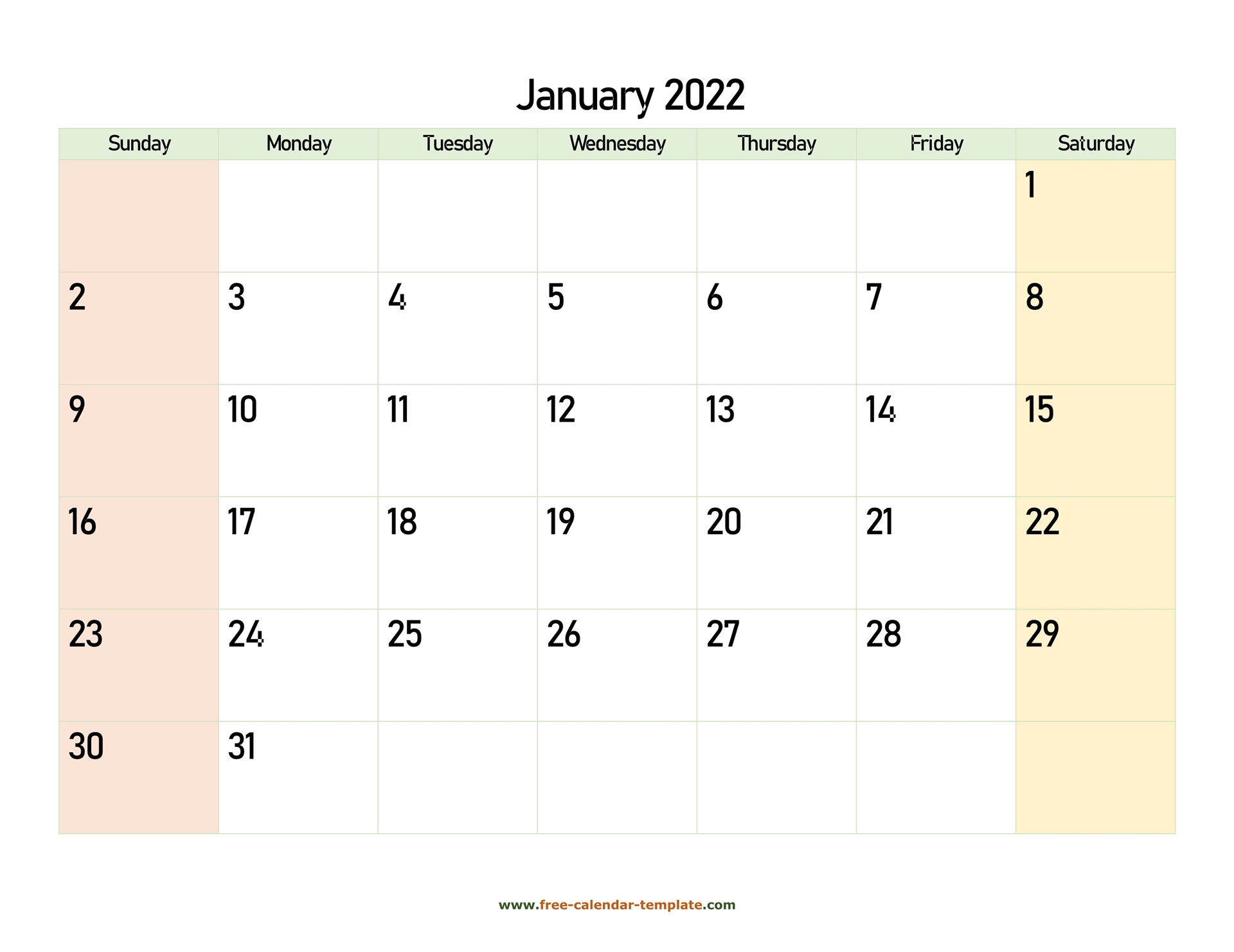 January 2022 Free Calendar Tempplate | Free-Calendar