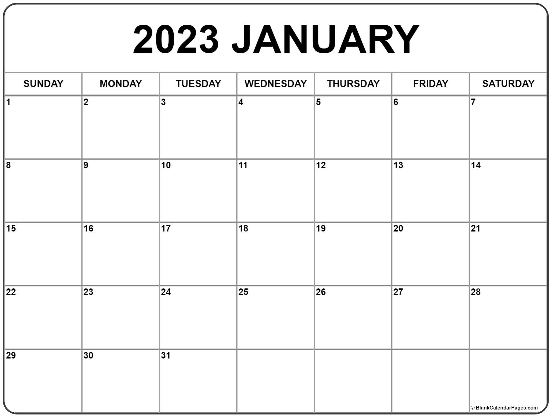 January 2023 Calendar | Free Printable Calendar Templates