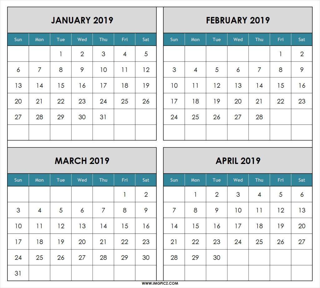 January February March Calendar 2019 Word | August