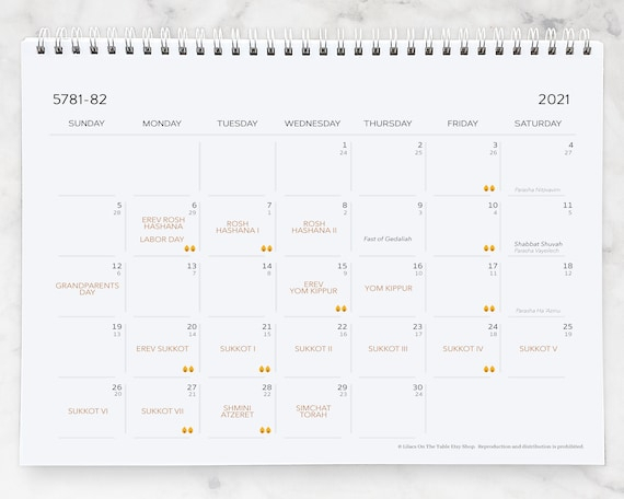 Jewish Holiday Calendar 2022