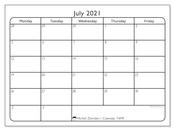 July 2021 Calendars - Michel Zbinden (Ca)