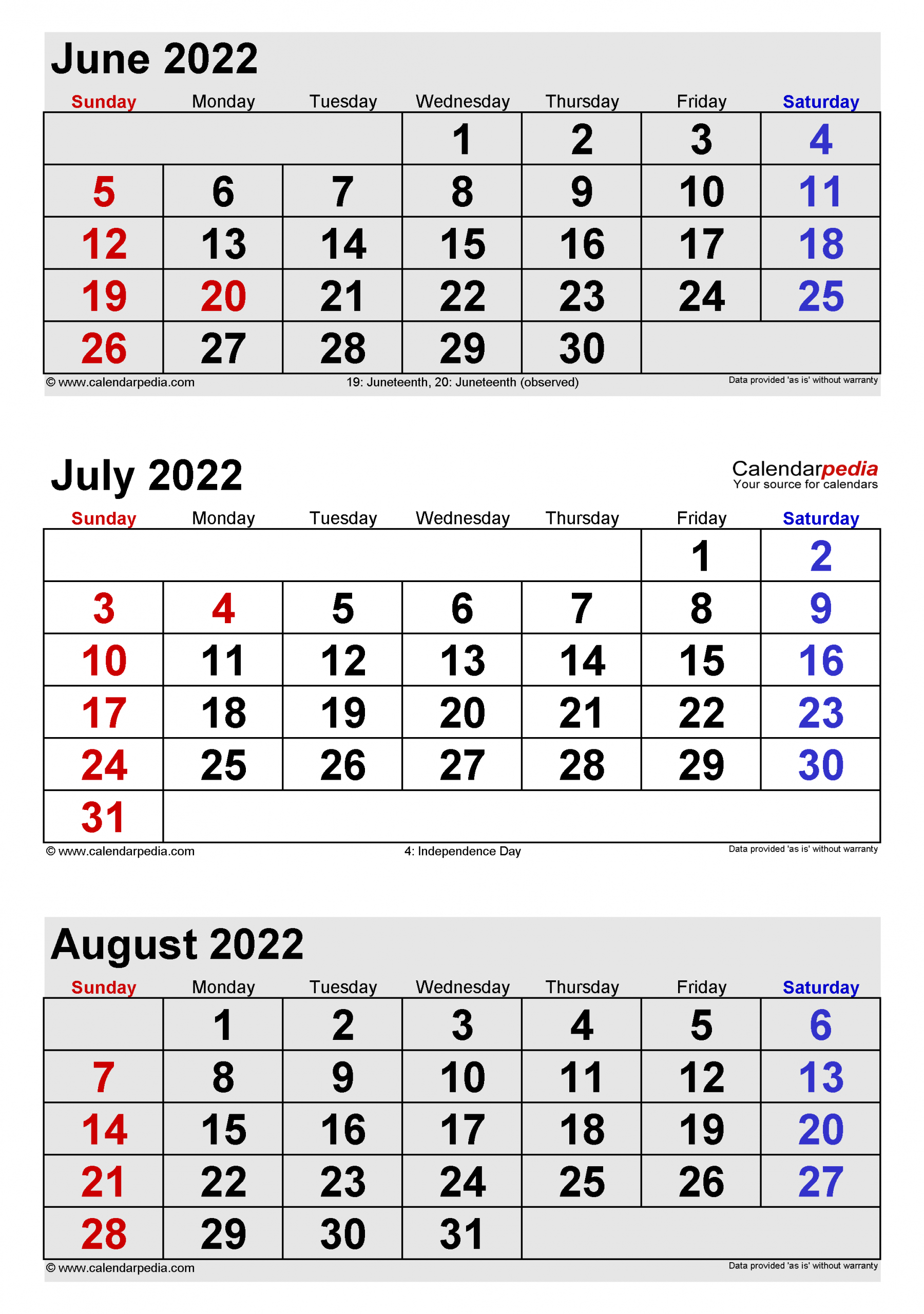 July 2022 Calendar | Templates For Word, Excel And Pdf