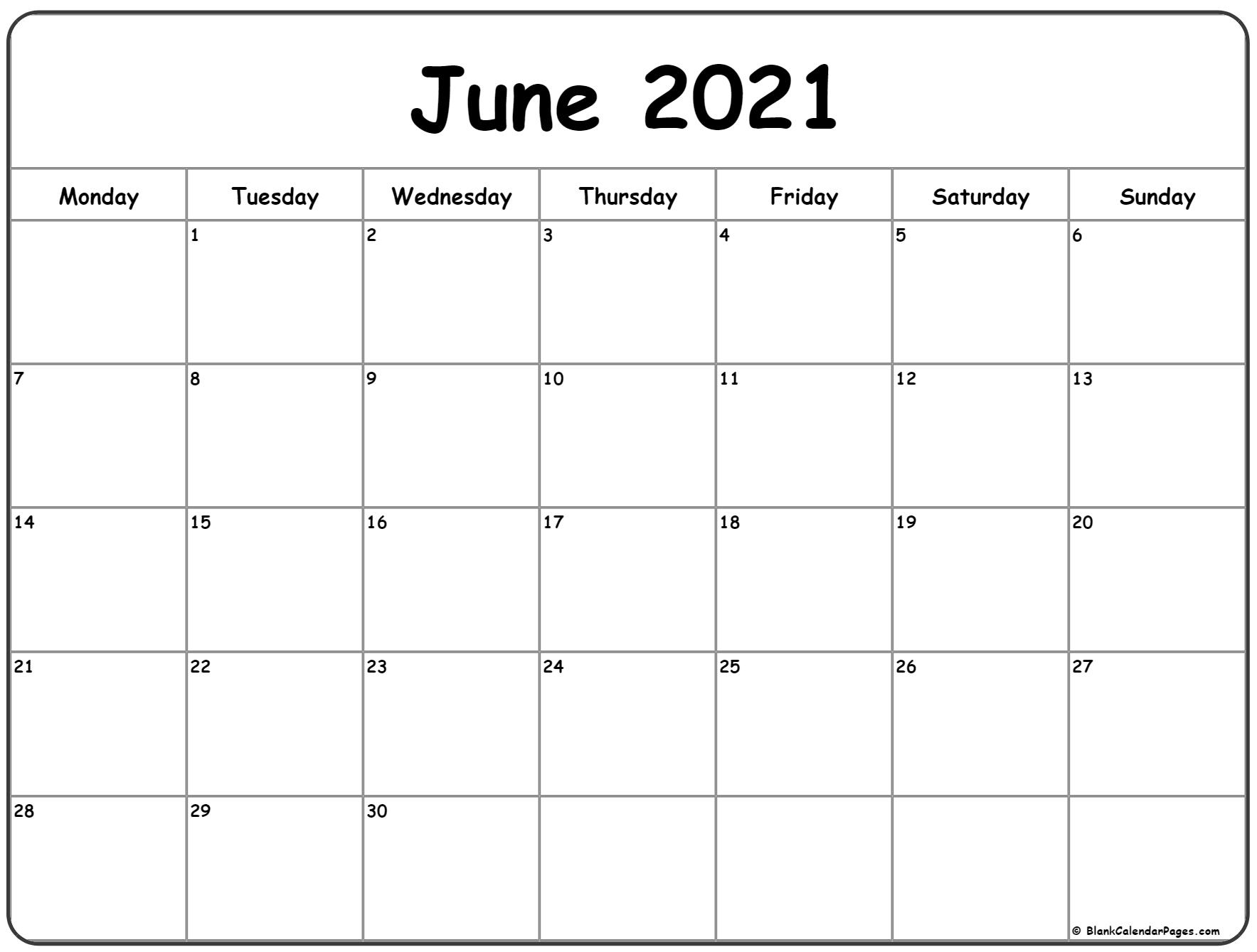 June 2021 Calendar - Calendar 2021
