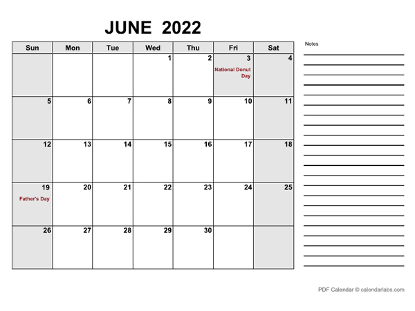 June 2022 Calendar | Calendarlabs