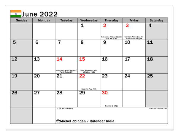 June 2022 Calendars &quot;Public Holidays&quot; - Michel Zbinden En