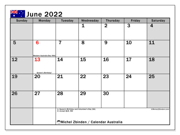 June 2022 Calendars &quot;Public Holidays&quot; - Michel Zbinden En