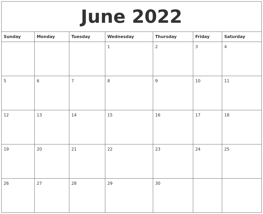 June 2022 Custom Calendar Printing