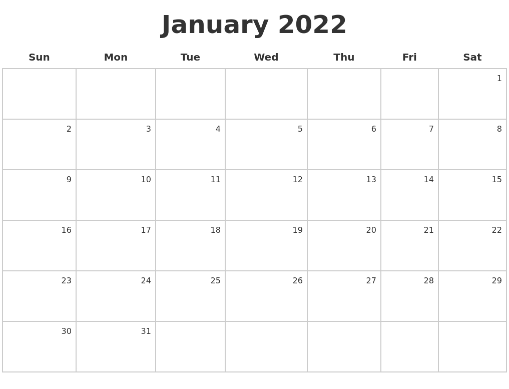 June 2022 Month Calendar