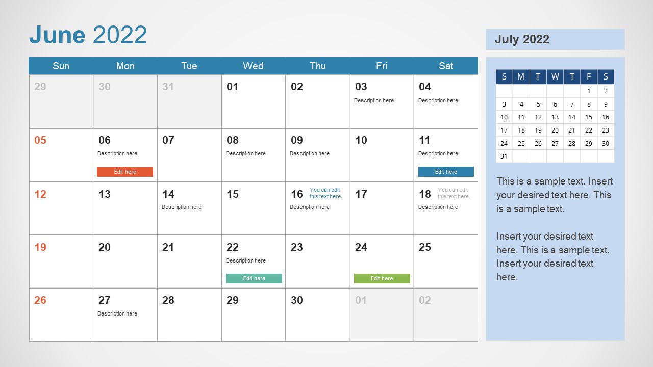 June 2022 Powerpoint Calendar - Slidemodel