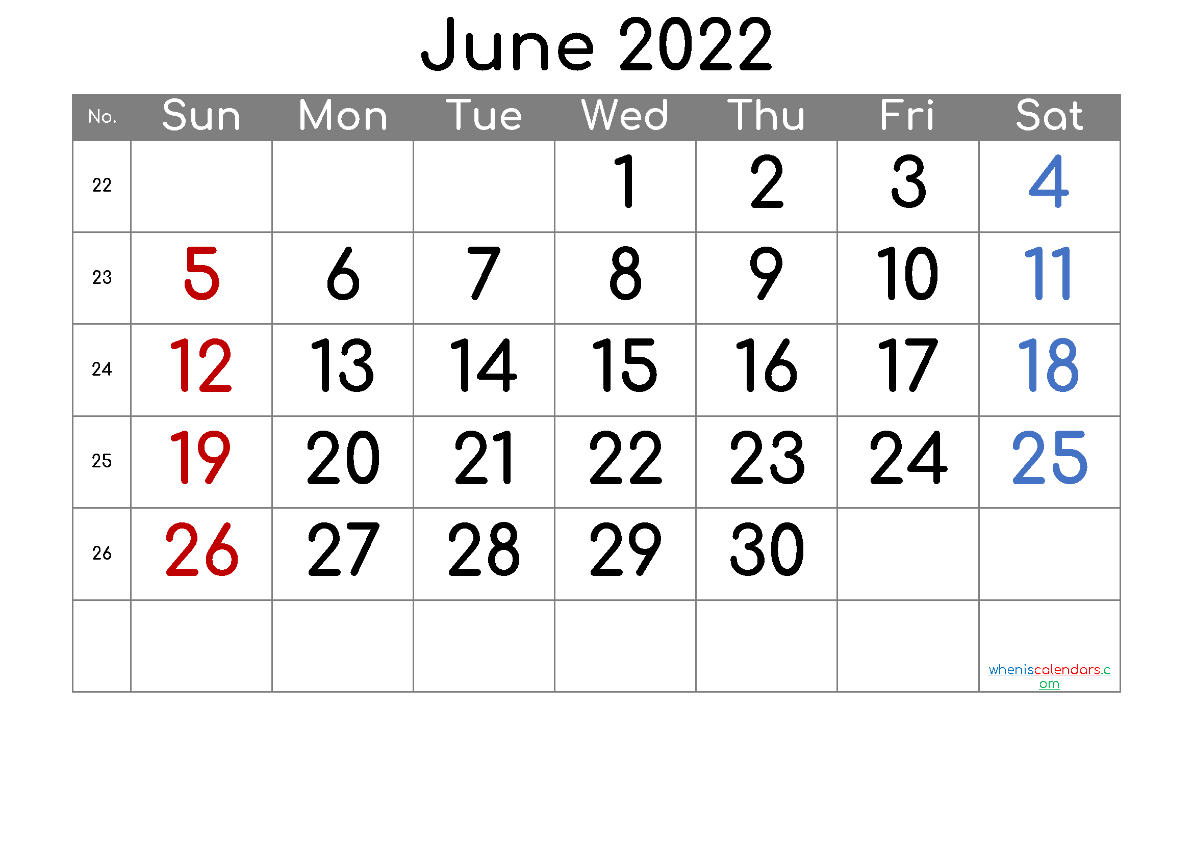 June 2022 Printable Calendar - 6 Templates | June Calendar