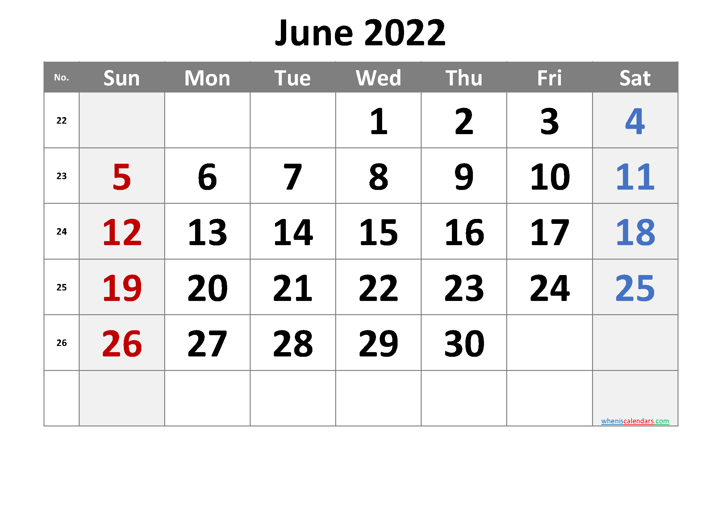 calendar june 2022 printable calendar template 2022