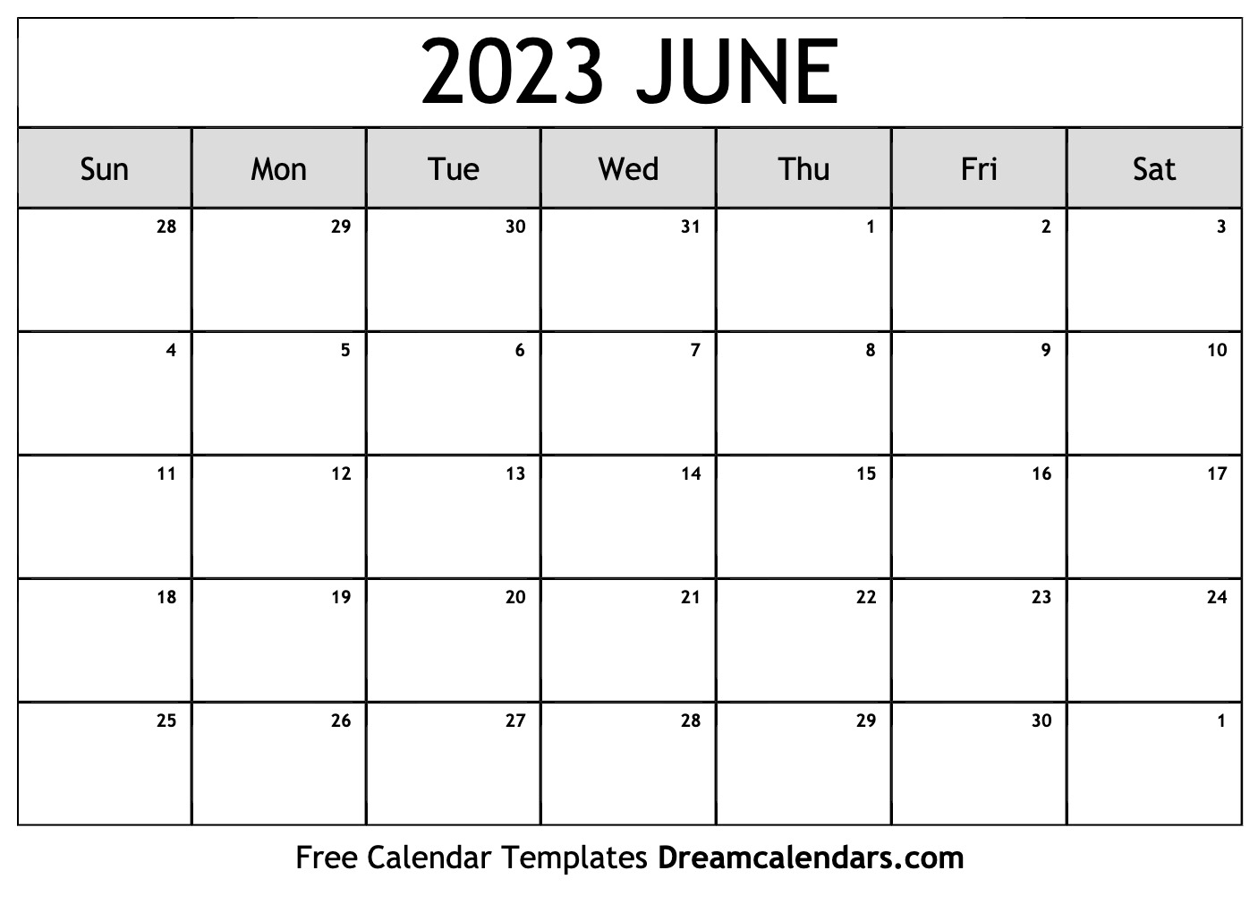 June 2023 Calendar | Free Blank Printable Templates