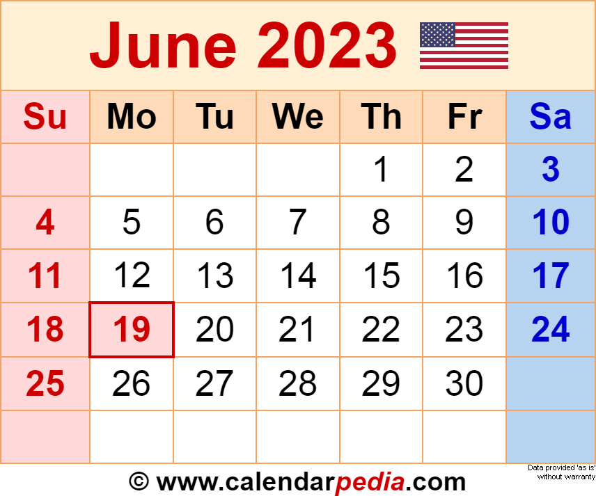 June 2023 - Calendar Templates For Word, Excel And Pdf