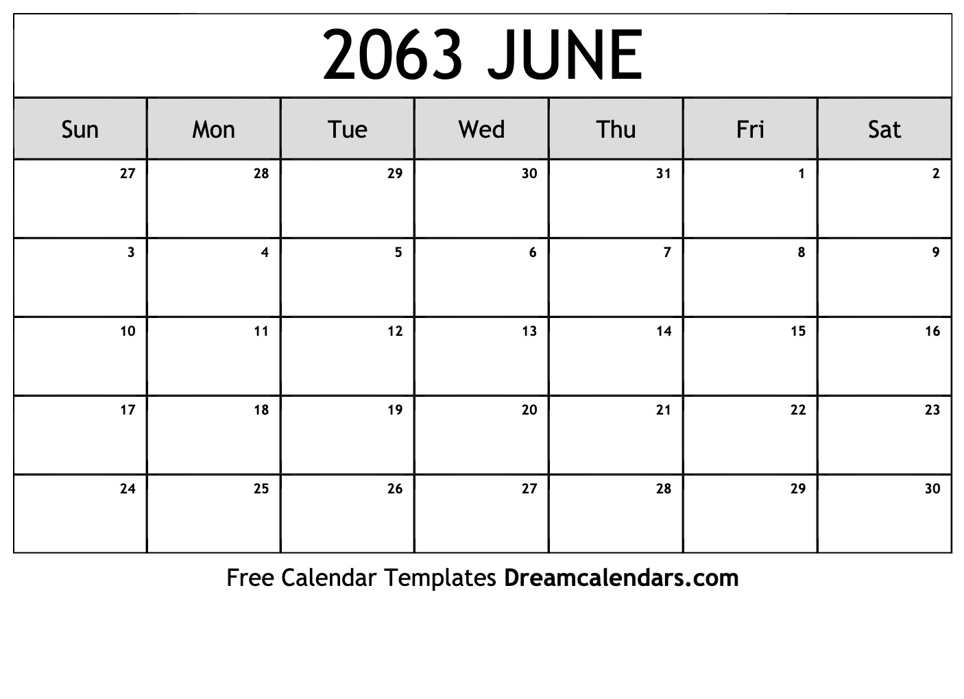 June 2063 Calendar | Free Blank Printable Templates