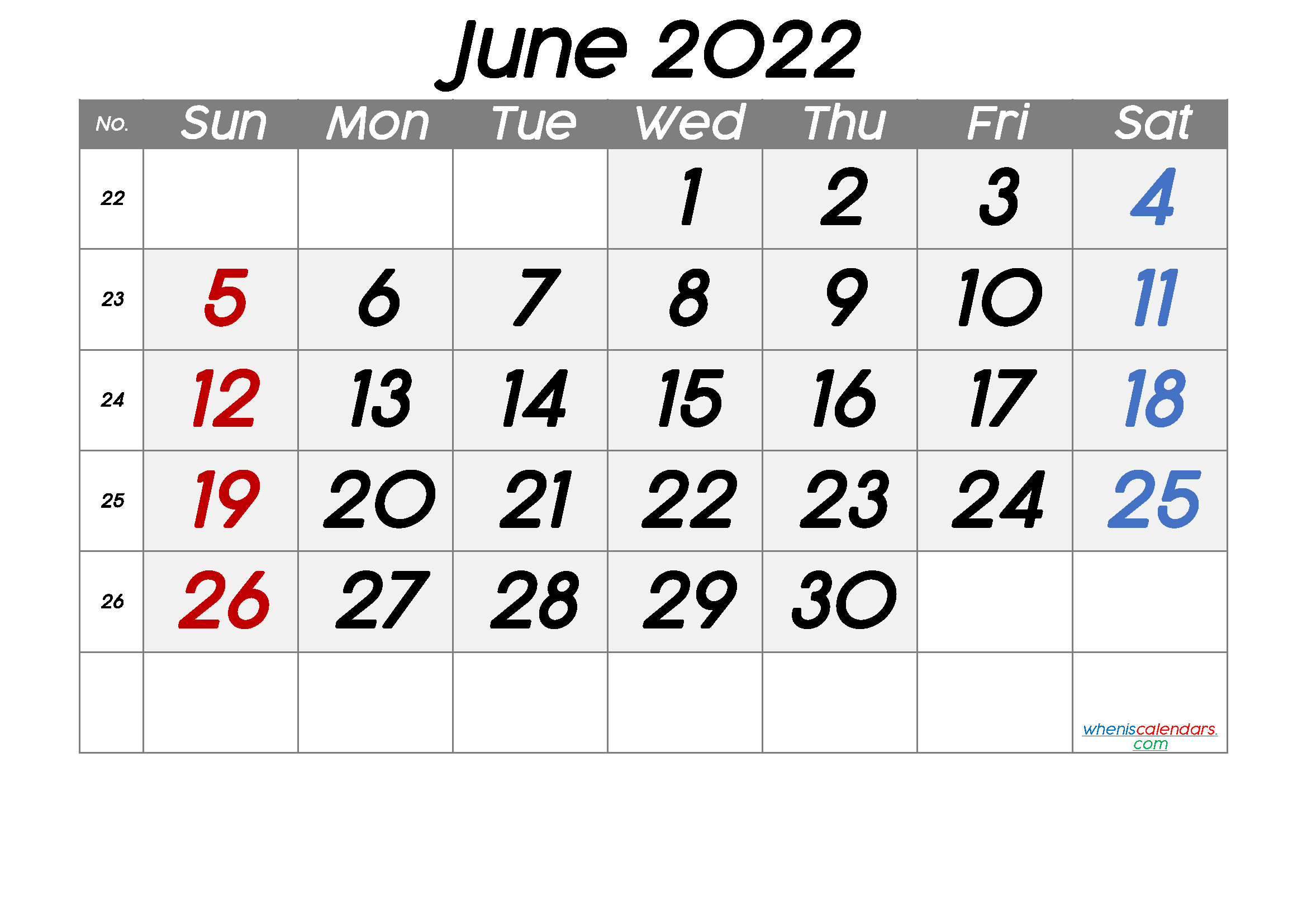 June 5 2022 Calendar | June 2022 Calendar