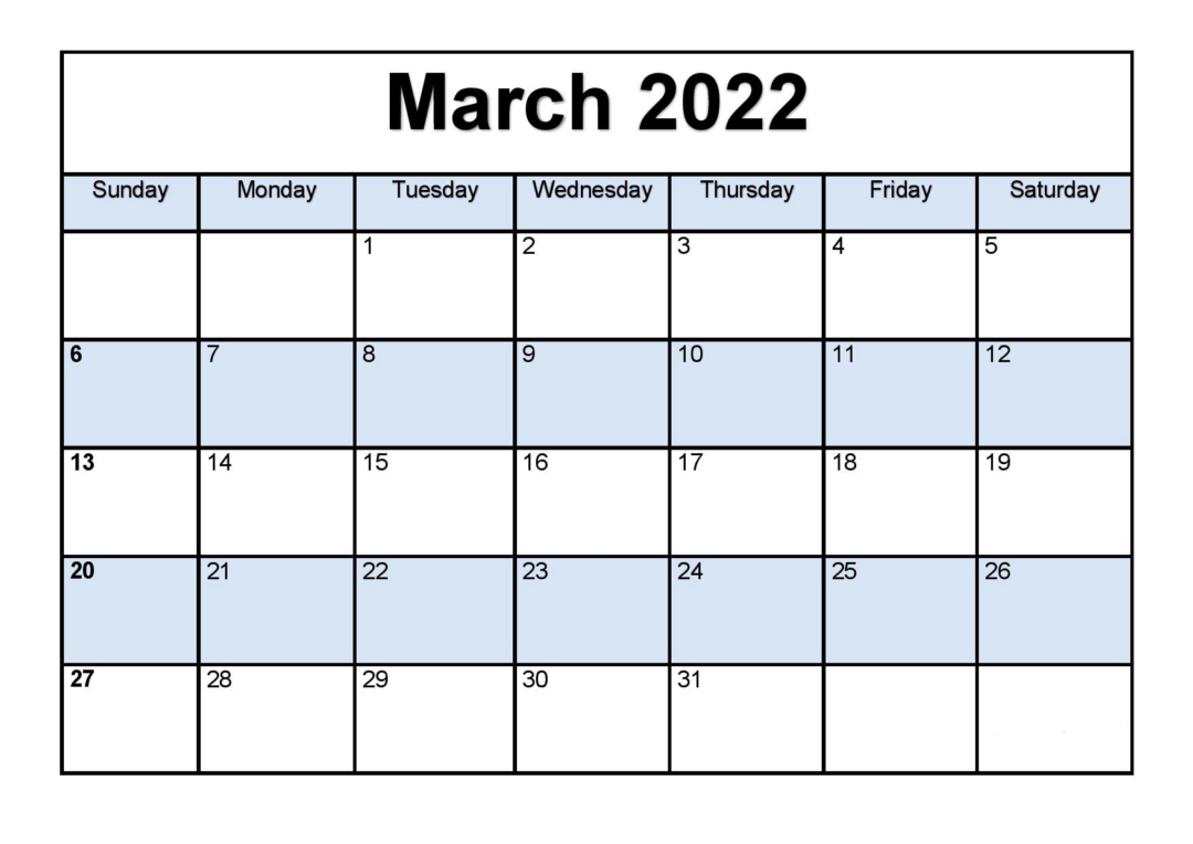 March 2022 Calendar Excel Printable » Mydailycalendars