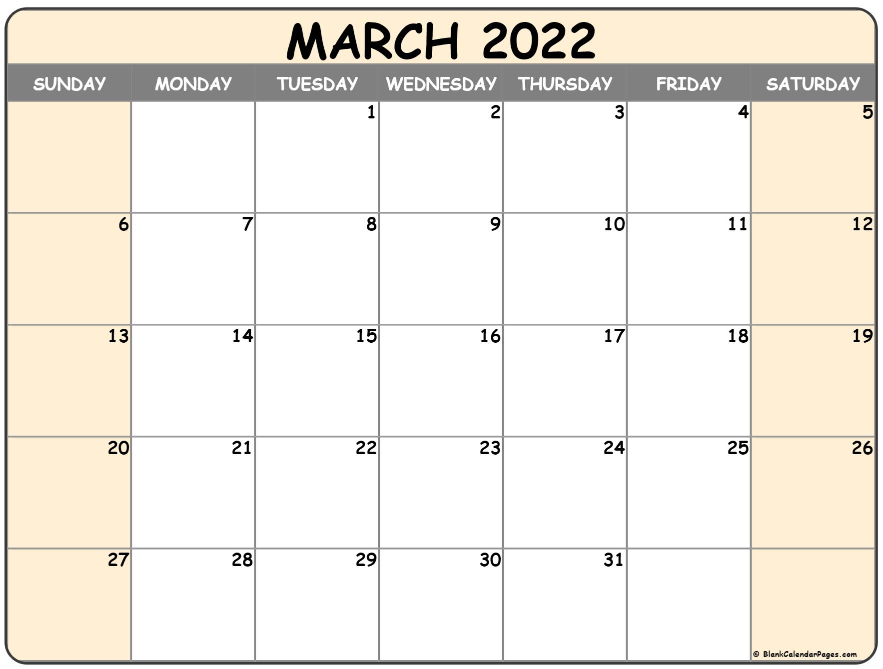 March 2022 Calendar | Free Printable Calendar Templates