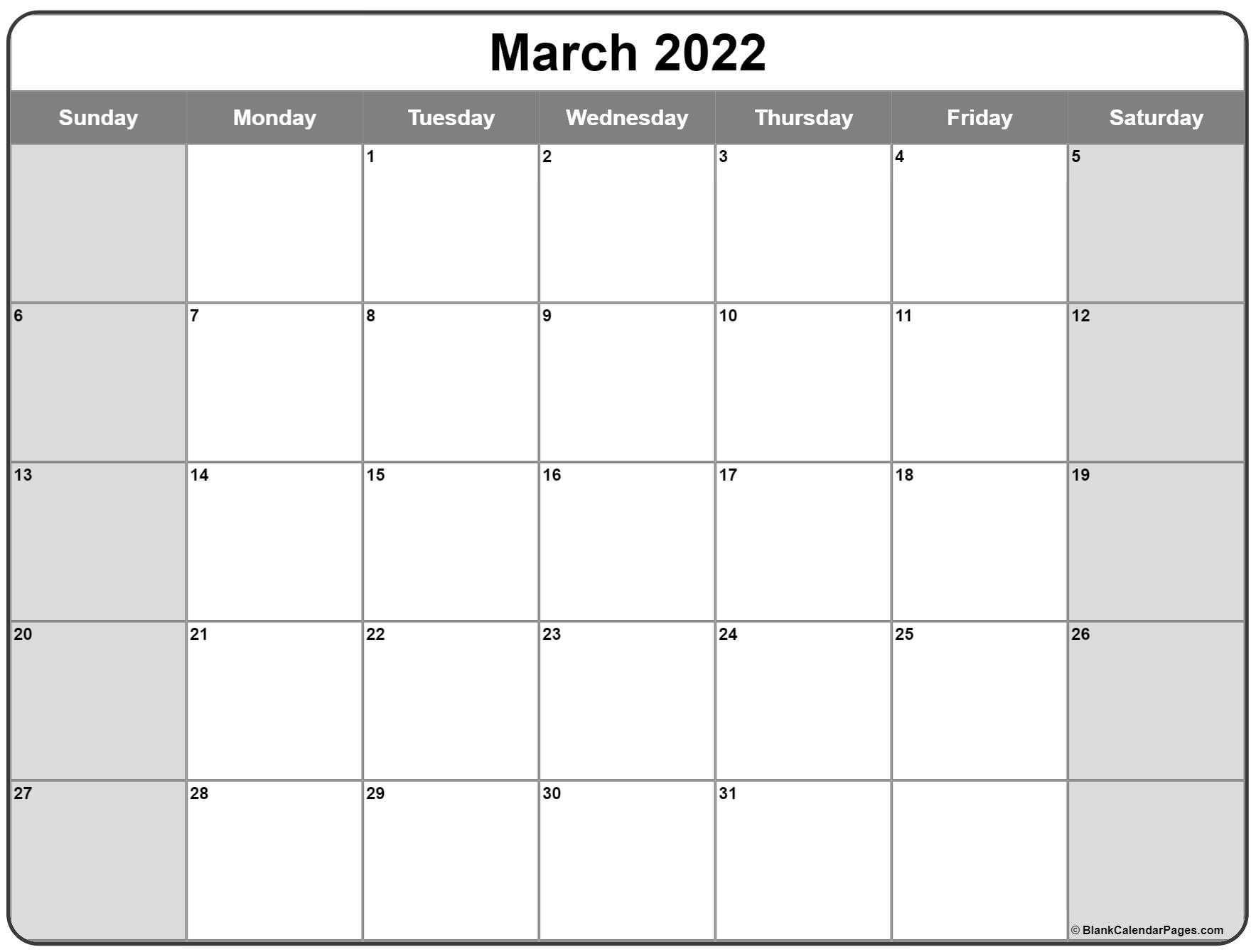 March 2022 Calendar | Free Printable Calendar Templates