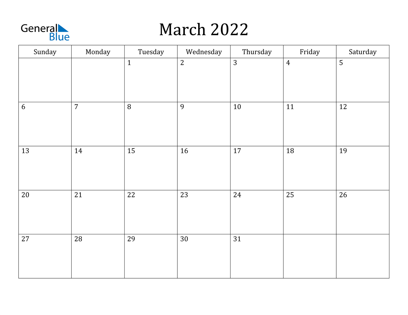 March 2022 Calendar (Pdf Word Excel)