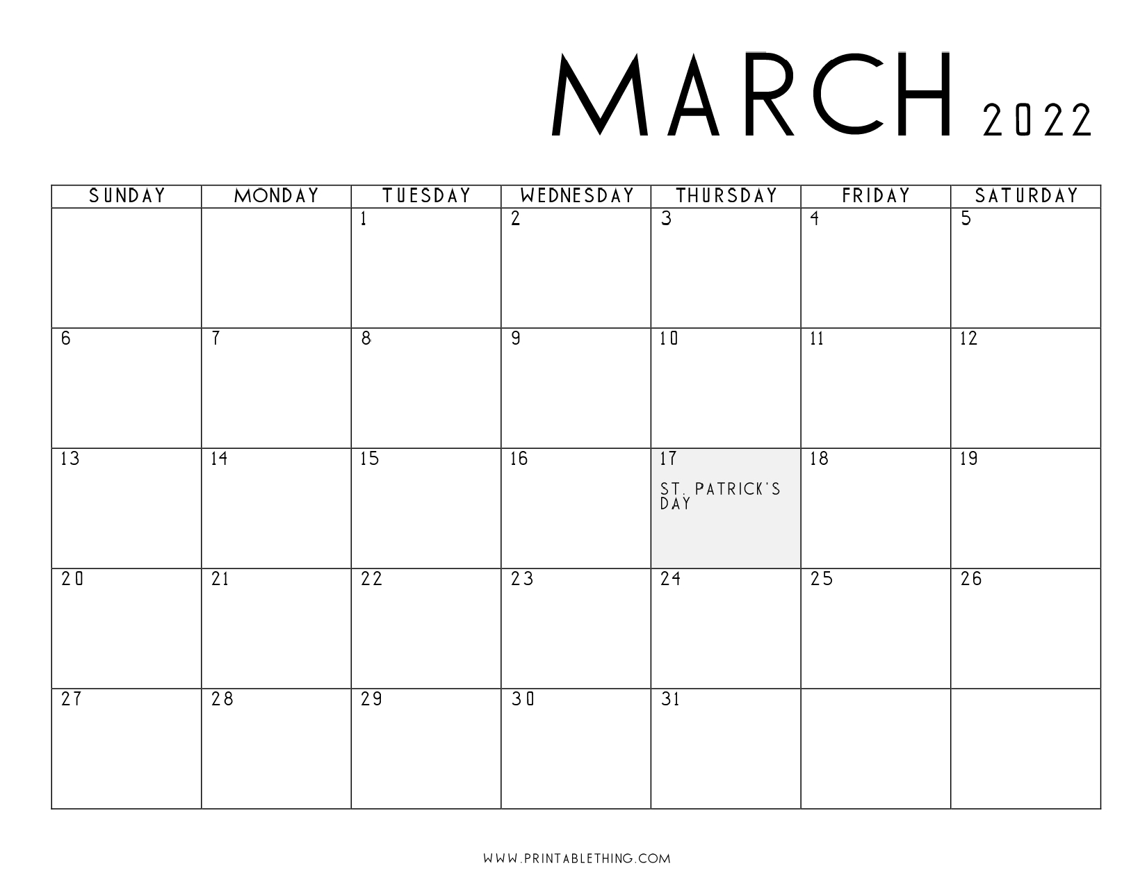 March 2022 Calendar Printable, Pdf, Us Holidays, Blank